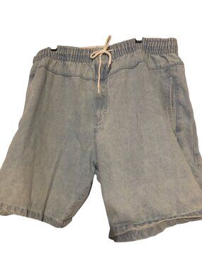 Vintage Tie Denim Cinched Waist Grandpa Shorts Detached Waist Zipper Sz XL